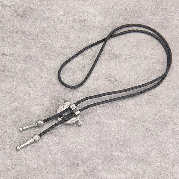 Native American Bolo Tie Rodeo Cowboy Leather - Picture 3 of 7